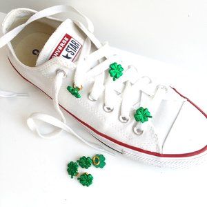 3/$18 4 leaf clover shoe charm Green Shamrock roller skate shoelace charm